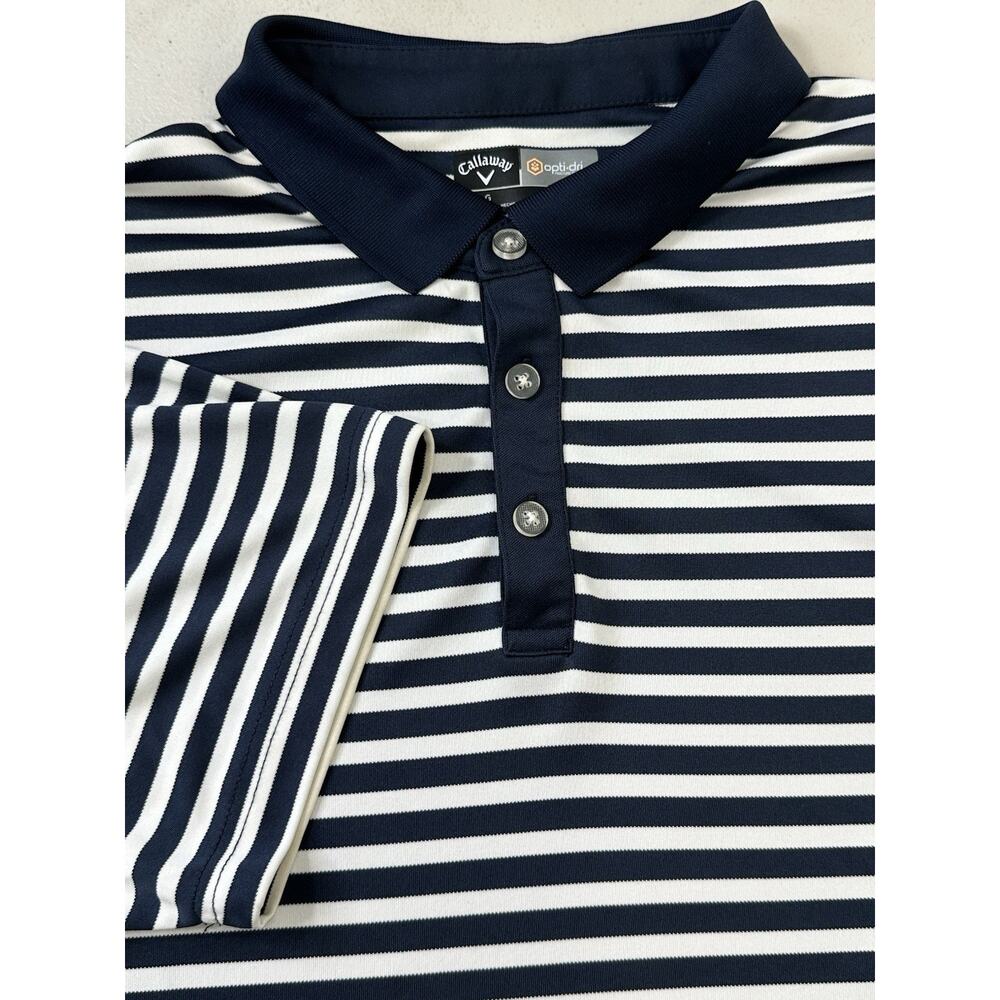 Callaway Opti-dry Stripe Golf Polo Size Men’s Large Blue/white Striped Sports